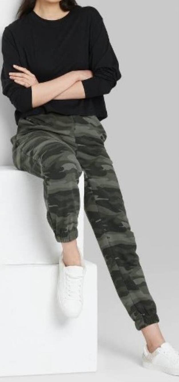 Women's Jogger Sweatpants High Rise Green Camouflage - Wild Fable Small NWT